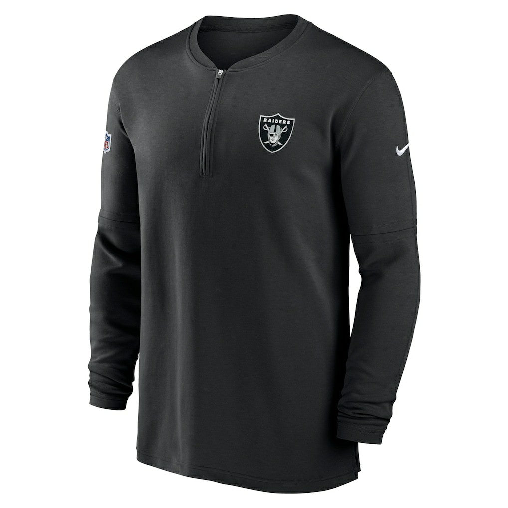 Las Vegas Raiders 2023 Sideline Performance Long Sleeve Tri-Blend Quarter-Zip Top Black