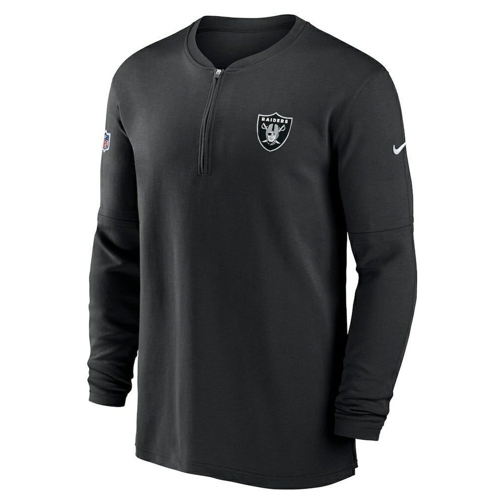 Las Vegas Raiders 2023 Sideline Performance Long Sleeve Tri-Blend Quarter-Zip Top Black
