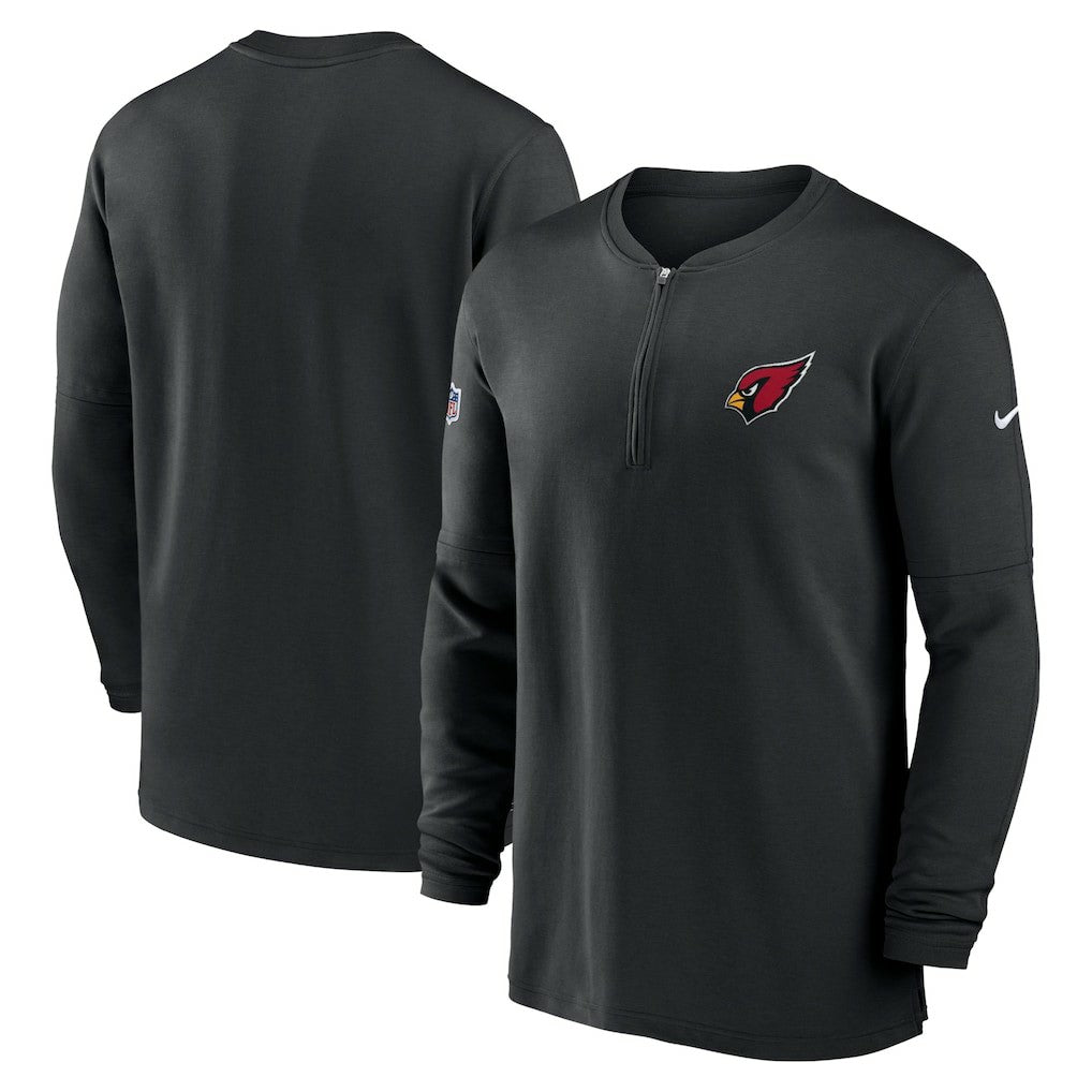 Arizona Cardinals 2023 Sideline Performance Long Sleeve Tri-Blend Quarter-Zip Top Black