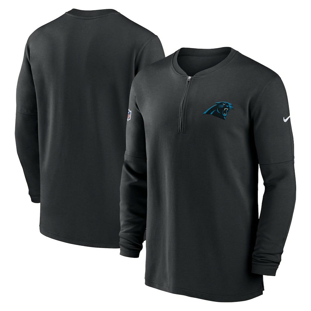 Carolina Panthers 2023 Sideline Performance Long Sleeve Tri-Blend Quarter-Zip Top Black