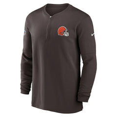 Cleveland Browns 2023 Sideline Performance Long Sleeve Tri-Blend Quarter-Zip Top Brown