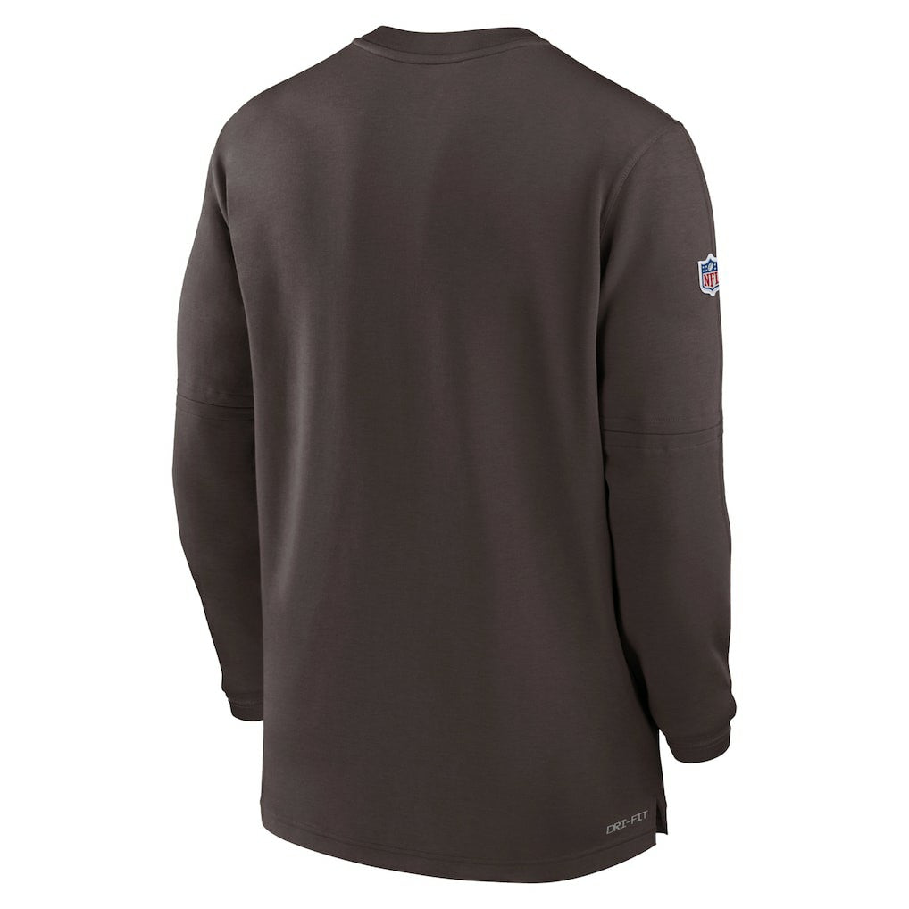 Cleveland Browns 2023 Sideline Performance Long Sleeve Tri-Blend Quarter-Zip Top Brown