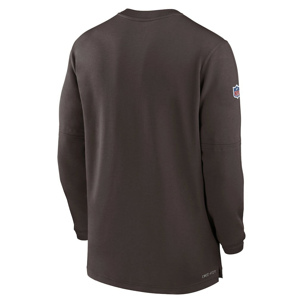 Cleveland Browns 2023 Sideline Performance Long Sleeve Tri-Blend Quarter-Zip Top Brown