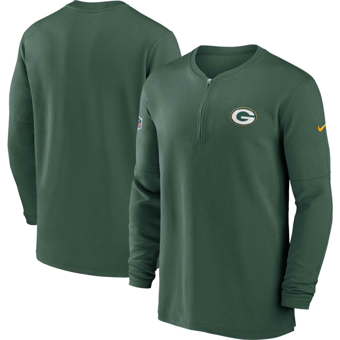 Green Bay Packers 2023 Sideline Performance Long Sleeve Tri-Blend Quarter-Zip Top Green