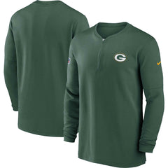 Green Bay Packers 2023 Sideline Performance Long Sleeve Tri-Blend Quarter-Zip Top Green