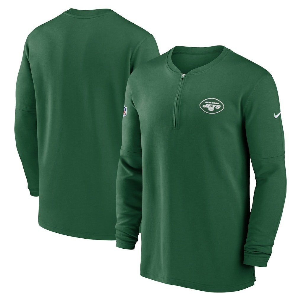 New York Jets 2023 Sideline Performance Long Sleeve Tri-Blend Quarter-Zip Top Green