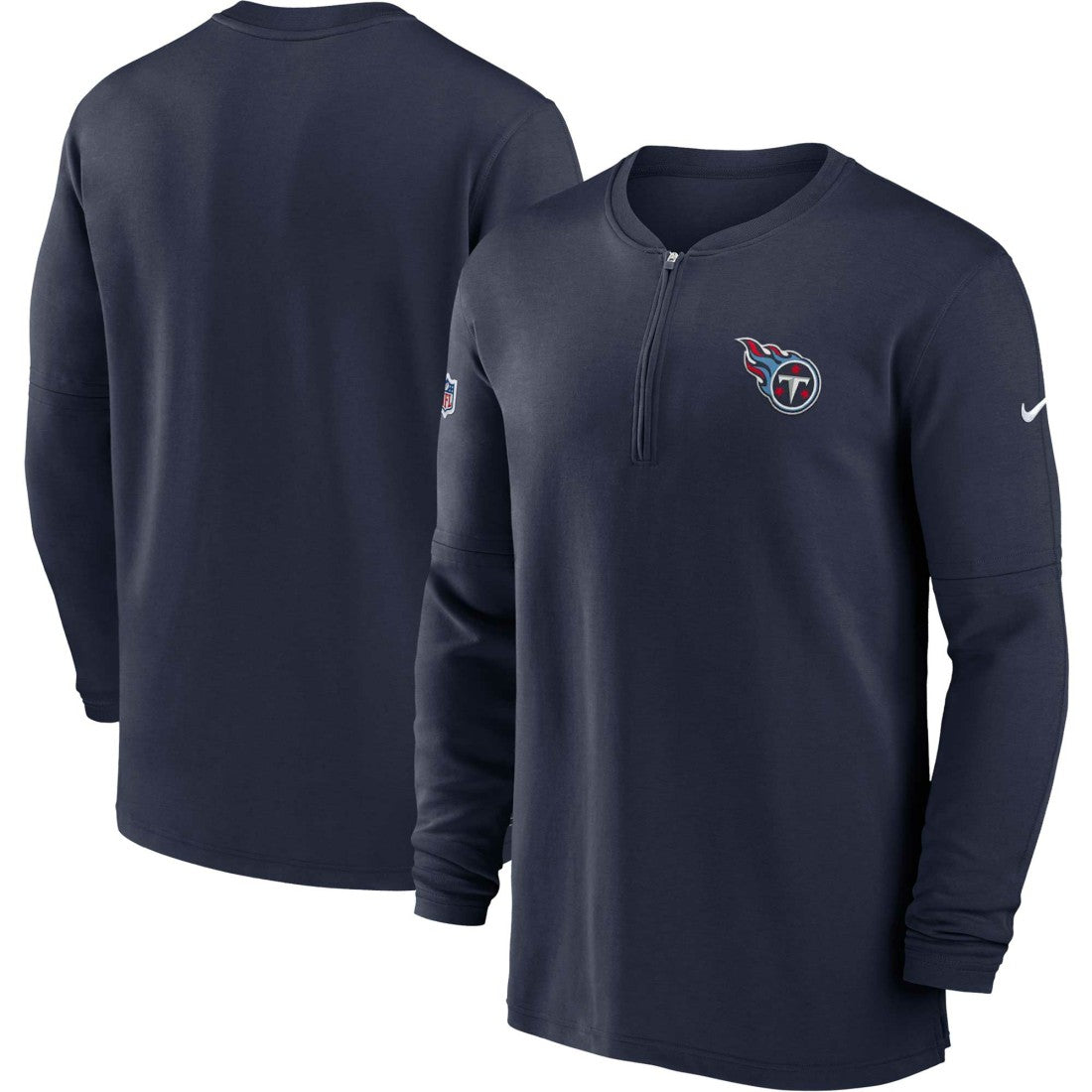 Tennessee Titans 2023 Sideline Performance Long Sleeve Tri-Blend Quarter-Zip Top Navy