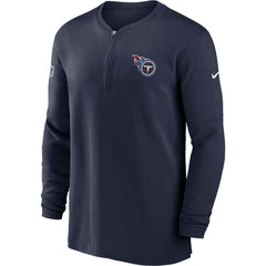 Tennessee Titans 2023 Sideline Performance Long Sleeve Tri-Blend Quarter-Zip Top Navy