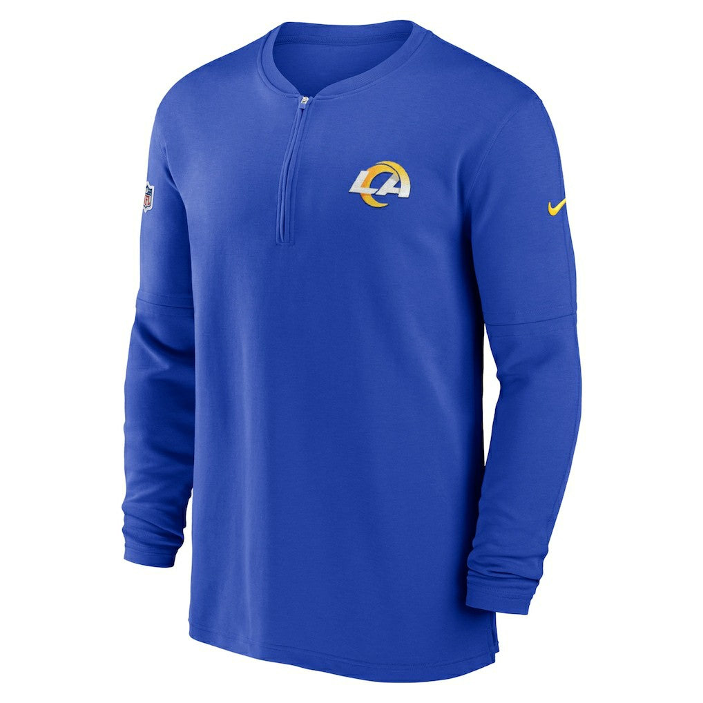 Los Angeles Rams 2023 Sideline Performance Long Sleeve Tri-Blend Quarter-Zip Top Royal