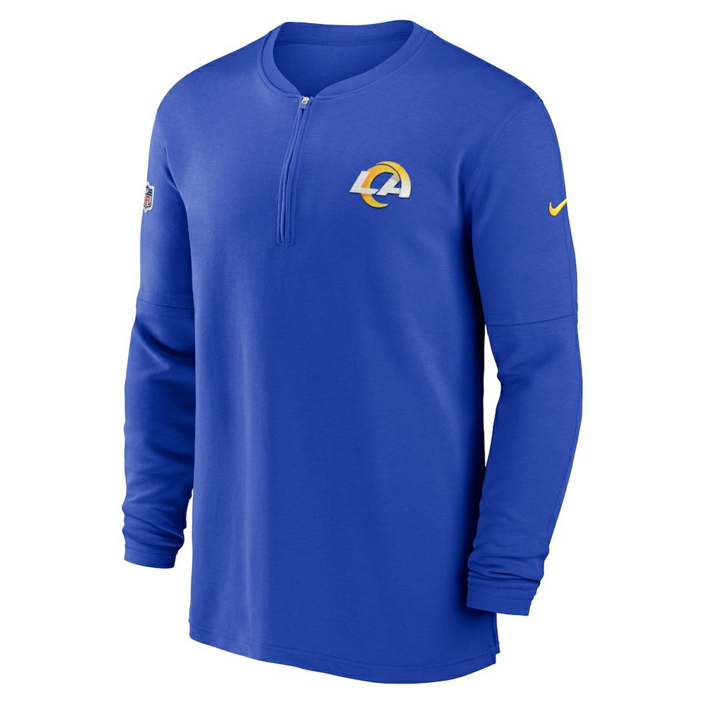 Los Angeles Rams 2023 Sideline Performance Long Sleeve Tri-Blend Quarter-Zip Top Royal