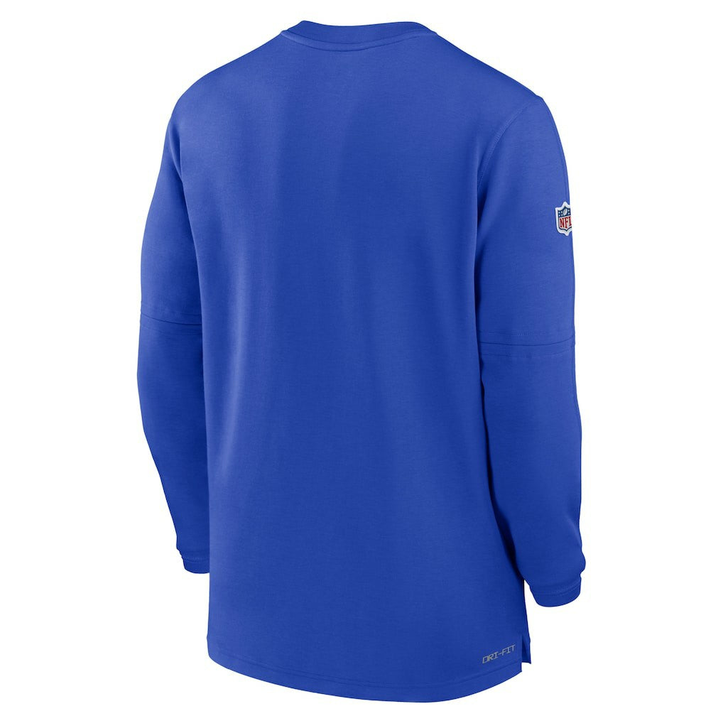 Los Angeles Rams 2023 Sideline Performance Long Sleeve Tri-Blend Quarter-Zip Top Royal
