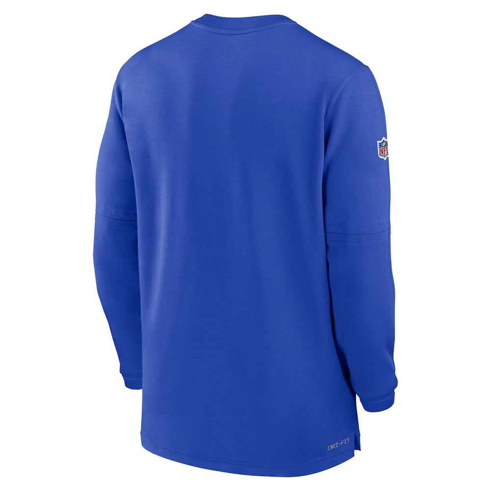 Los Angeles Rams 2023 Sideline Performance Long Sleeve Tri-Blend Quarter-Zip Top Royal