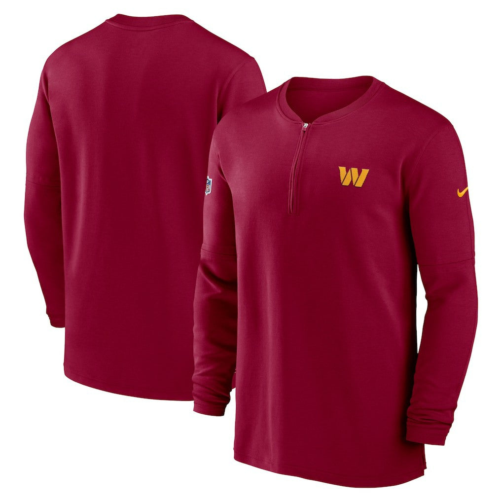 Washington Commanders 2023 Sideline Performance Long Sleeve Tri-Blend Quarter-Zip Top Burgundy