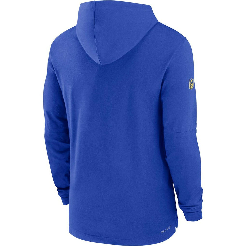 Los Angeles Rams Sideline Performance Long Sleeve Hoodie T-Shirt Royal