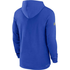 Los Angeles Rams Sideline Performance Long Sleeve Hoodie T-Shirt Royal