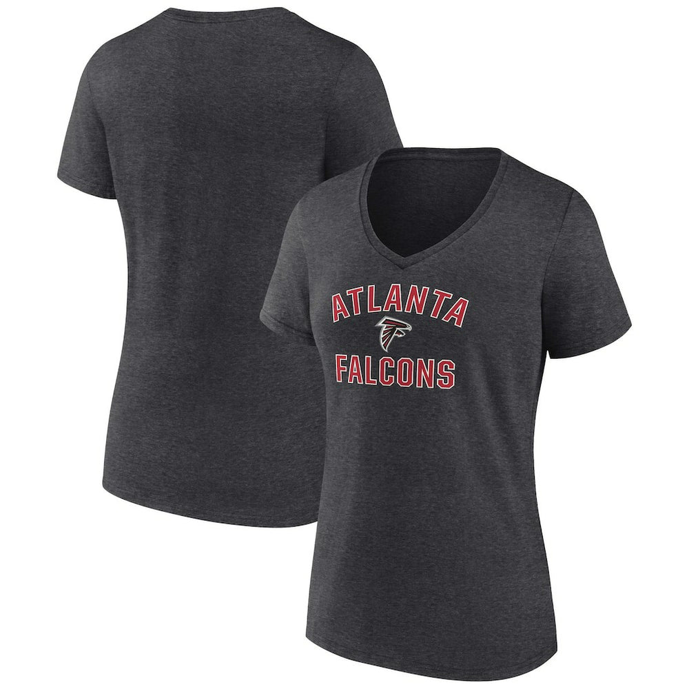 Atlanta Falcons Women's Victory Arch Team V-Neck T-Shirt Charcoal