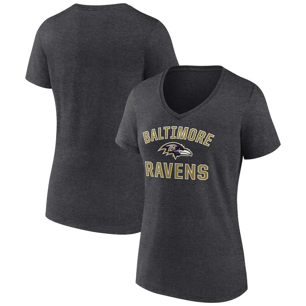 Baltimore Ravens Women's Victory Arch Team V-Neck T-Shirt Charcoal