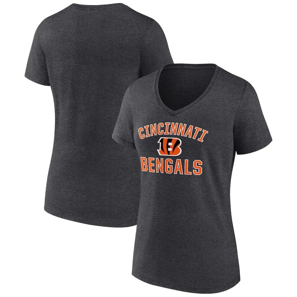 Cincinnati Bengals Women's Victory Arch Team V-Neck T-Shirt Charcoal
