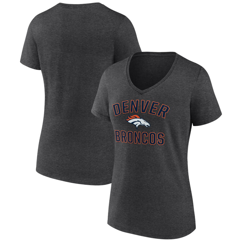 Denver Broncos Women's Victory Arch Team V-Neck T-Shirt Charcoal