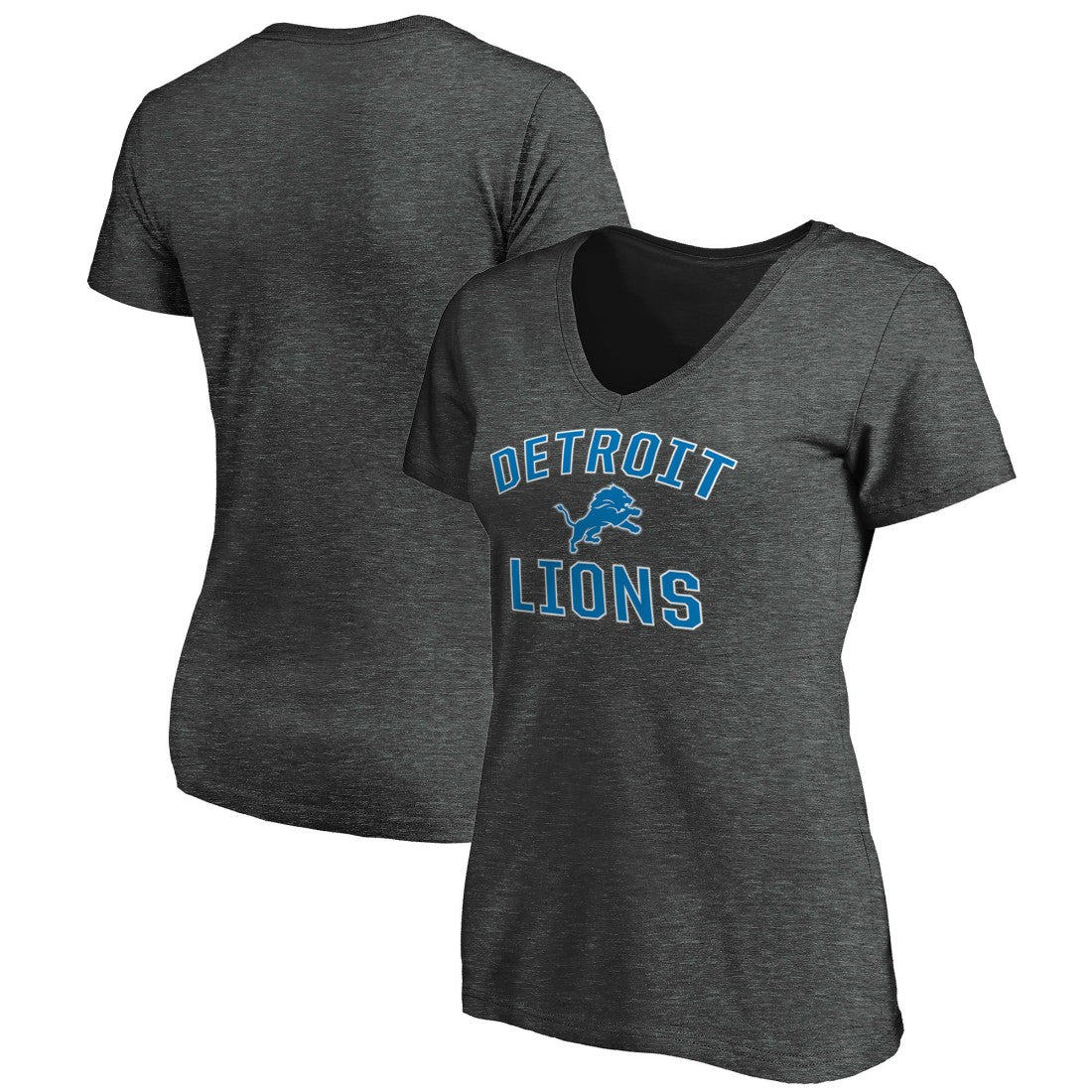 Detroit Lions Women's Victory Arch Team V-Neck T-Shirt Charcoal