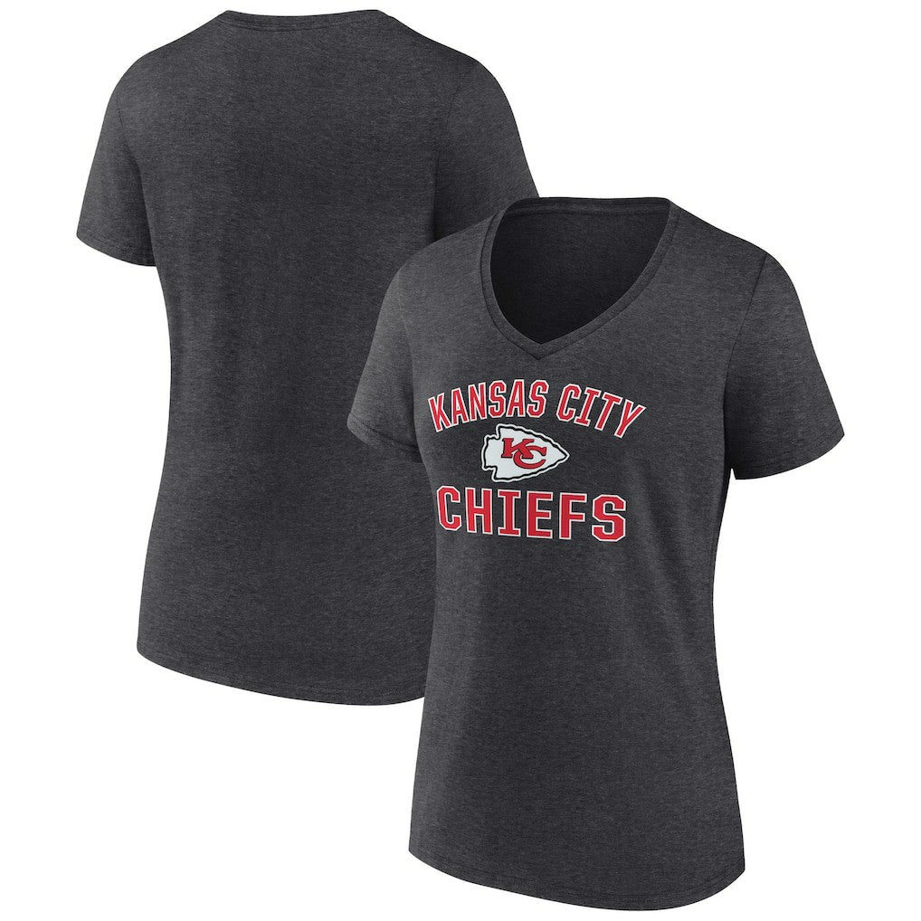 Kansas City Chiefs Women's Victory Arch Team V-Neck T-Shirt Charcoal