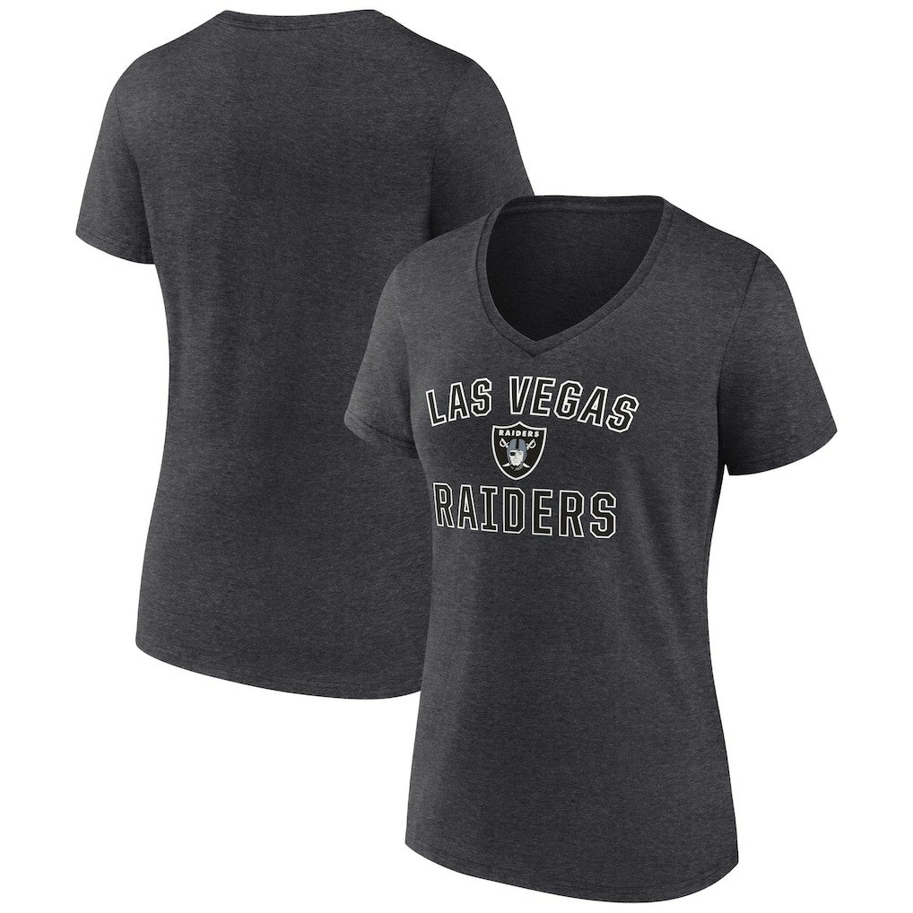 Las Vegas Raiders Women's Victory Arch Team V-Neck T-Shirt Charcoal