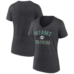 Miami Dolphins Women's Victory Arch Team V-Neck T-Shirt Charcoal