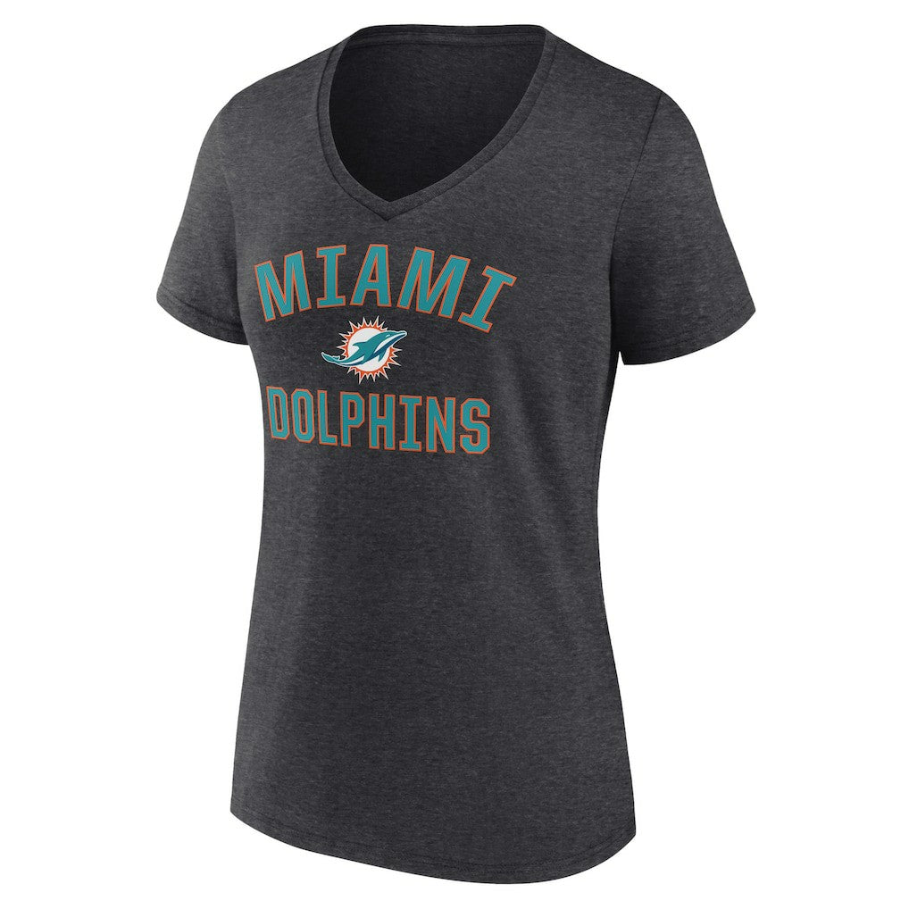 Miami Dolphins Women's Victory Arch Team V-Neck T-Shirt Charcoal