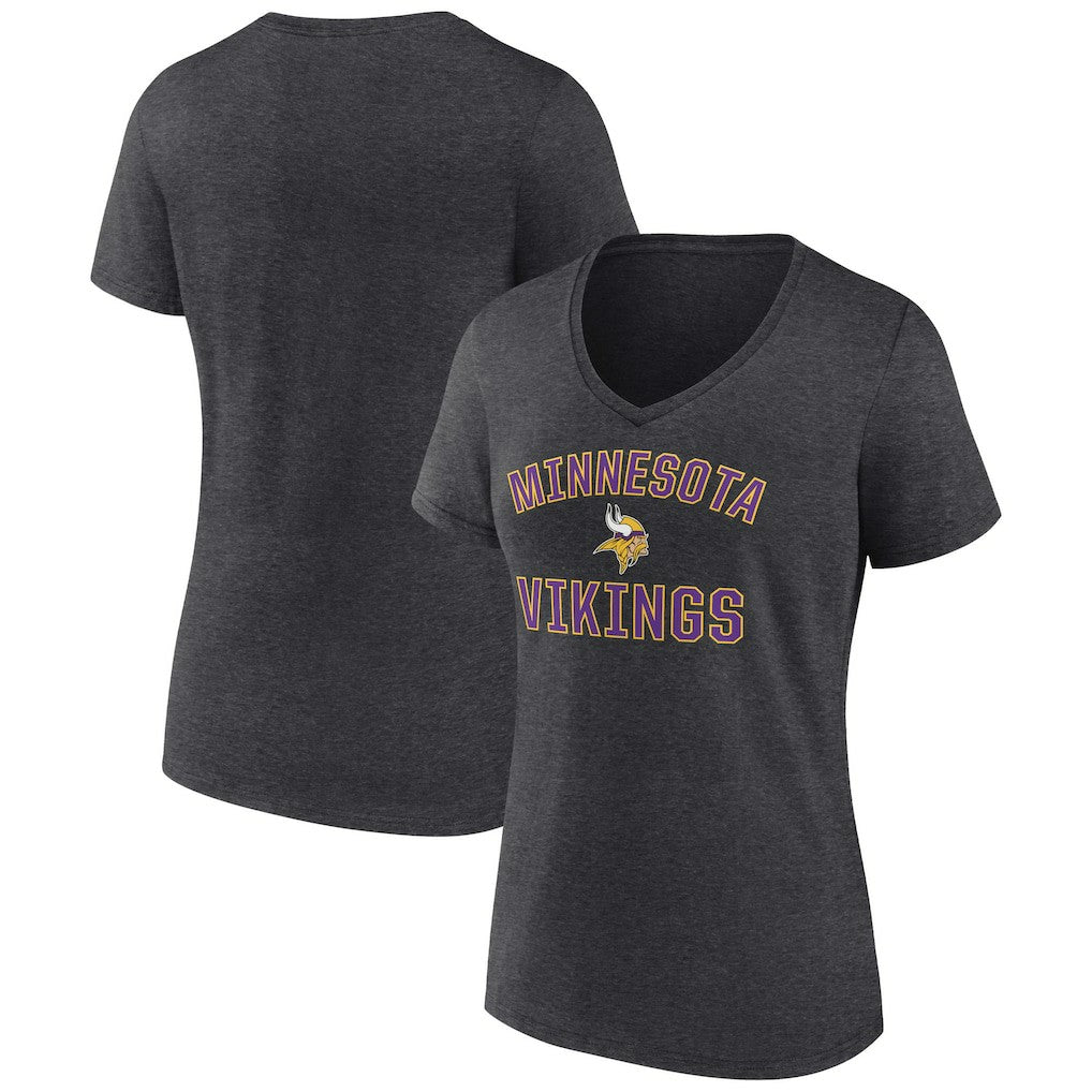 Minnesota Vikings Women's Victory Arch Team V-Neck T-Shirt Charcoal