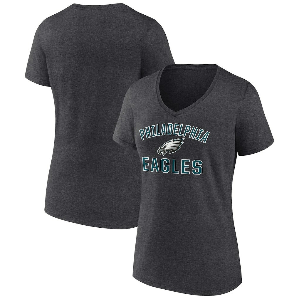 Philadelphia Eagles Women's Victory Arch Team V-Neck T-Shirt Charcoal