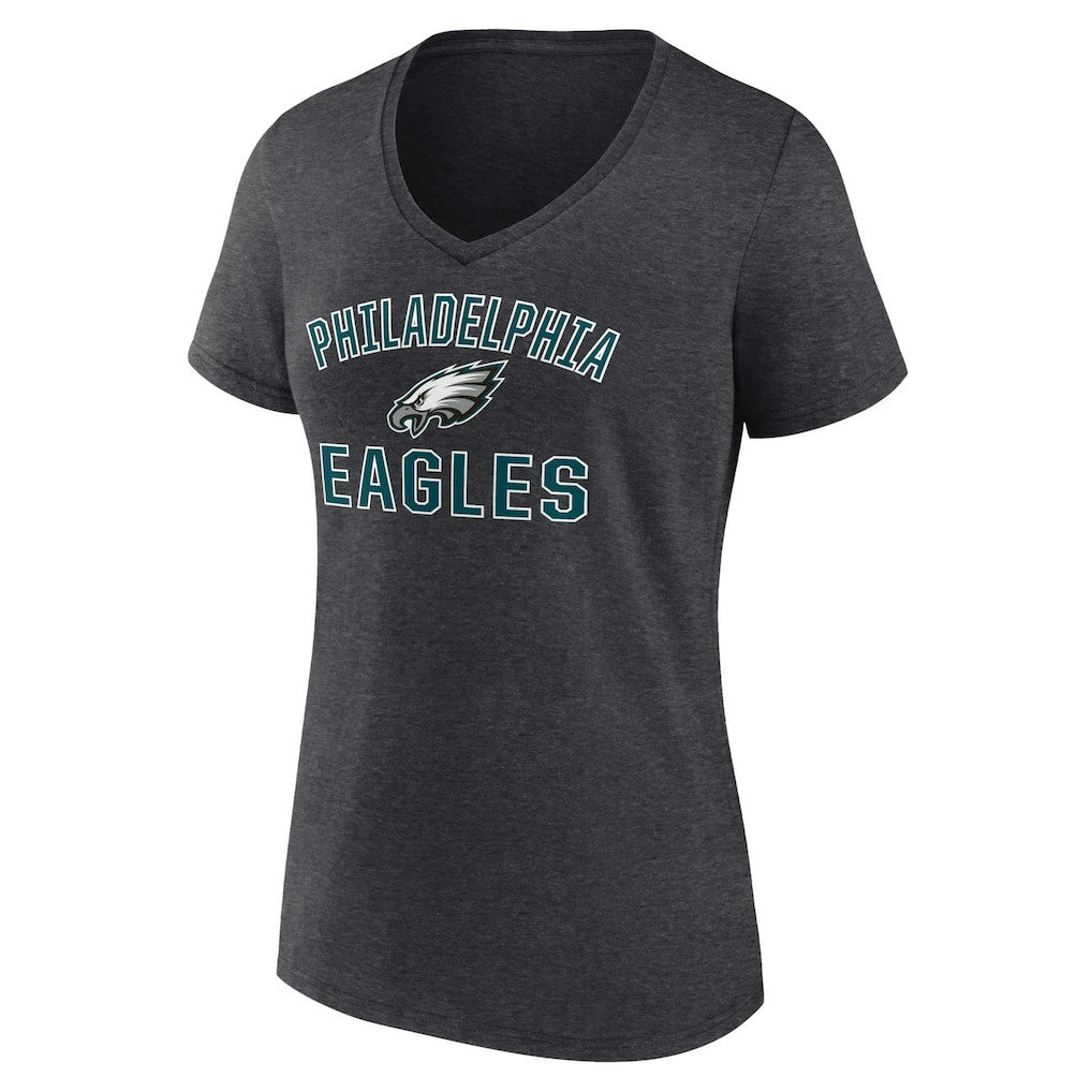 Philadelphia Eagles Women's Victory Arch Team V-Neck T-Shirt Charcoal