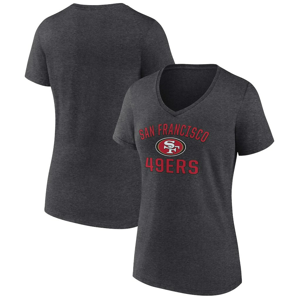 San Francisco 49ers Women's Victory Arch Team V-Neck T-Shirt Charcoal