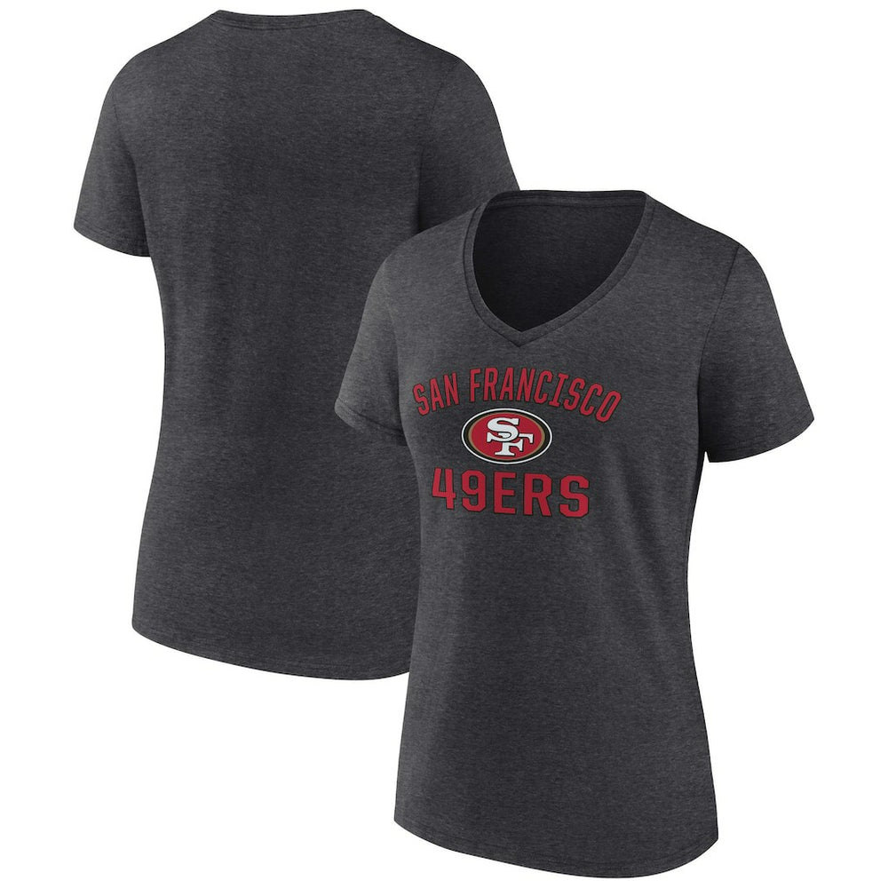 San Francisco 49ers Women's Victory Arch Team V-Neck T-Shirt Charcoal