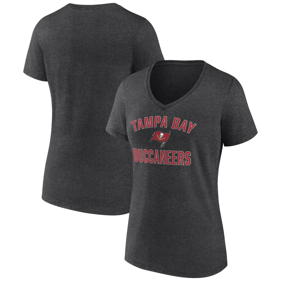 Tampa Bay Buccaneers Women's Victory Arch Team V-Neck T-Shirt Charcoal