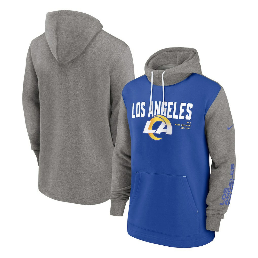 Los Angeles Rams Fashion Color Block Pullover Hoodie Royal