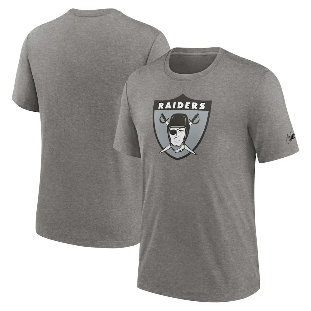 Las Vegas Raiders Rewind Logo Tri-Blend T-Shirt Heather Charcoal