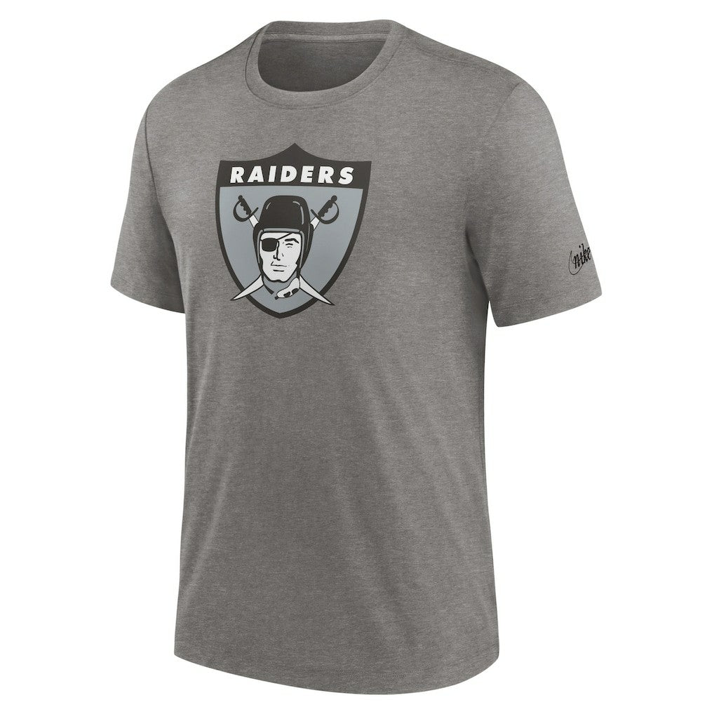 Las Vegas Raiders Rewind Logo Tri-Blend T-Shirt Heather Charcoal