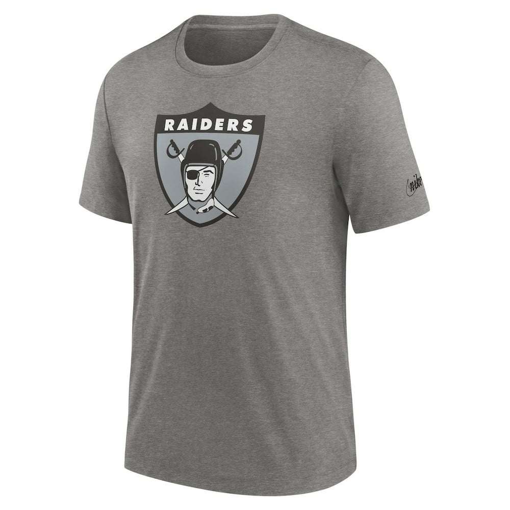 Las Vegas Raiders Rewind Logo Tri-Blend T-Shirt Heather Charcoal