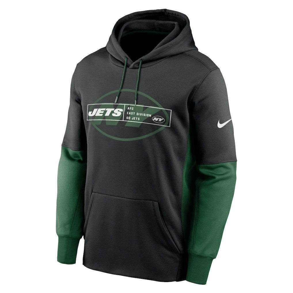 New York Jets Color Block Fleece Performance Pullover Hoodie Black