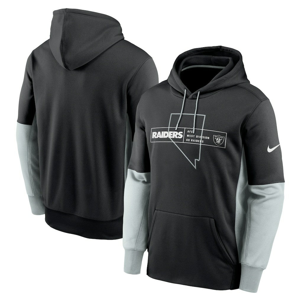 Las Vegas Raiders Color Block Fleece Performance Pullover Hoodie Black