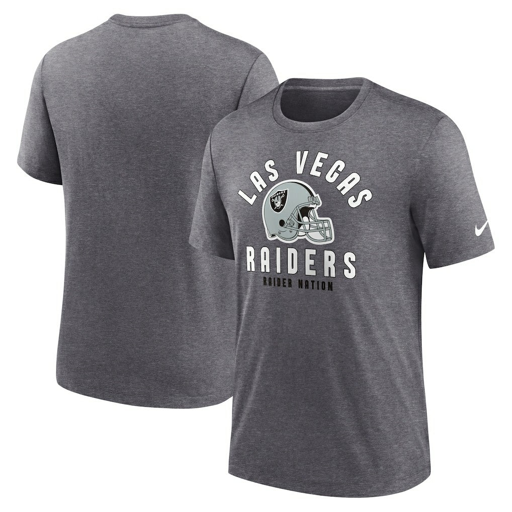 Las Vegas Raiders Helmet Tri-Blend T-Shirt Heather Charcoal
