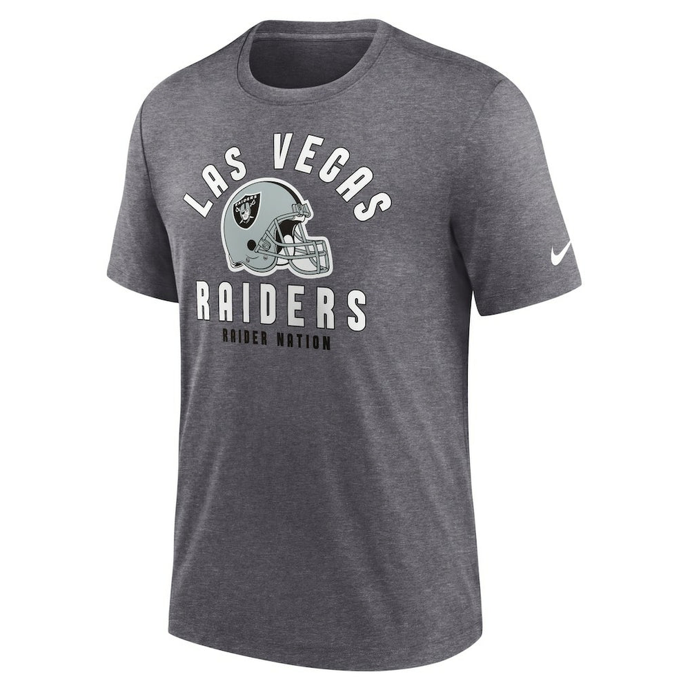 Las Vegas Raiders Helmet Tri-Blend T-Shirt Heather Charcoal