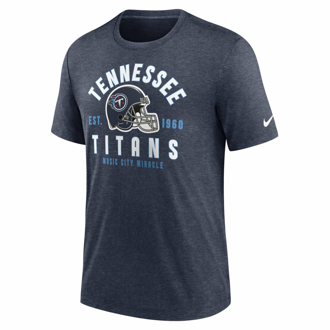 Tennessee Titans Helmet Tri-Blend T-Shirt Heather Navy