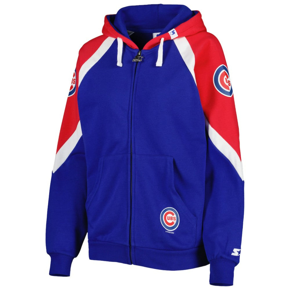 Chicago Cubs Starter Women's Hail Mary Full-Zip Hoodie - Royal/Red Hoodies