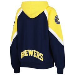 Milwaukee Brewers Starter Women's Hail Mary Full-Zip Hoodie - Navy/Gold Hoodies