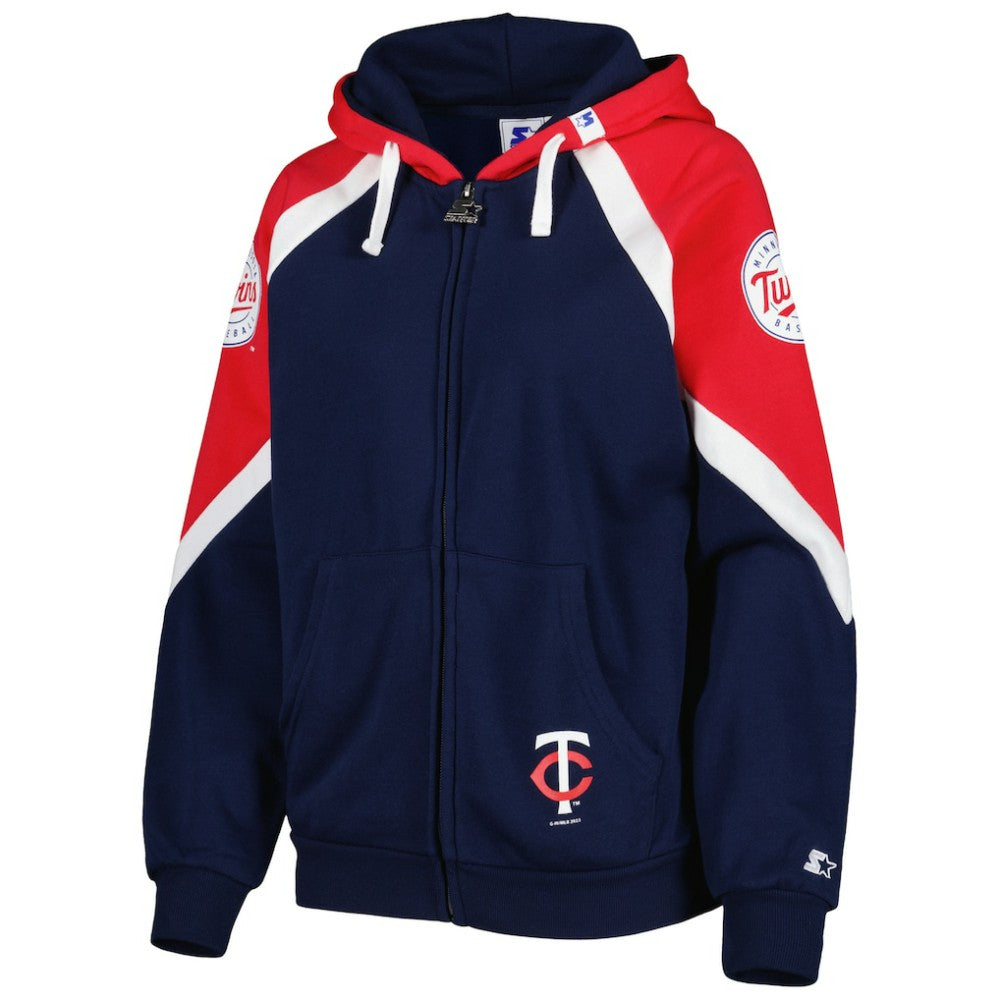 Minnesota Twins Starter Women's Hail Mary Full-Zip Hoodie - Navy/Red Hoodies
