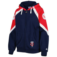 Minnesota Twins Starter Women's Hail Mary Full-Zip Hoodie - Navy/Red Hoodies