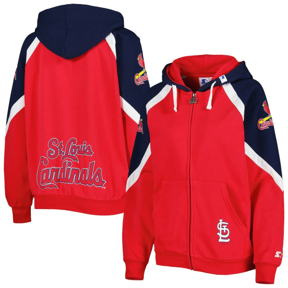 St. Louis Cardinals Starter Women's Hail Mary Full-Zip Hoodie - Red/Navy Hoodies