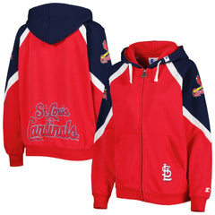 St. Louis Cardinals Starter Women's Hail Mary Full-Zip Hoodie - Red/Navy Hoodies