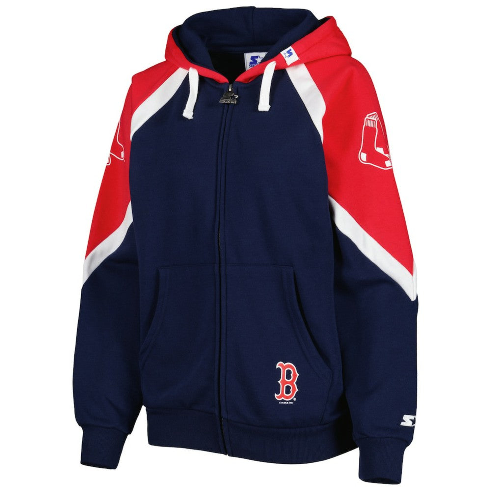 Boston Red Sox Starter Women's Hail Mary Full-Zip Hoodie - Navy/Red Hoodies
